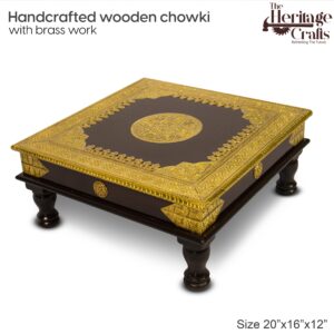 Handcrafted Wooden Chowki With Brass Work (2) - Copy