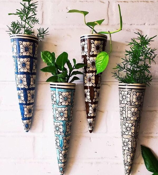 Multicolor cone Ceramic Wall Planter, For Home