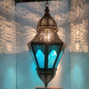 Sea Blue Glass Hanging Lantern