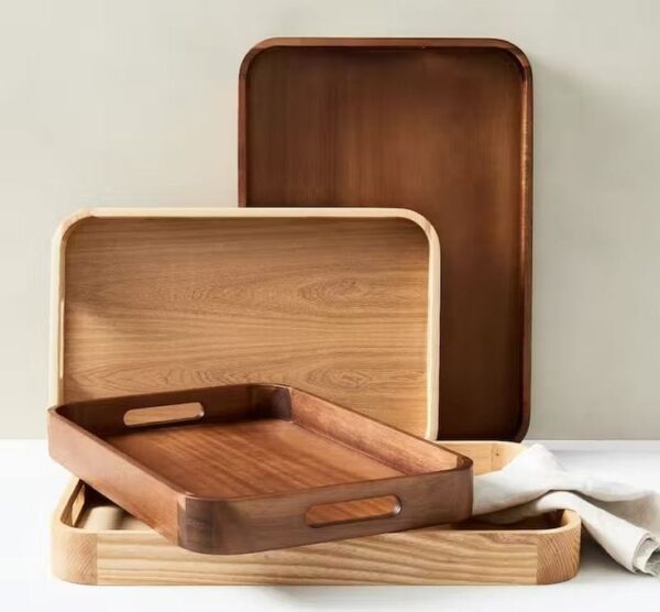 Wood Pallet Tea Tray Mortise and Tenon Structure Rounded Corner with Handle