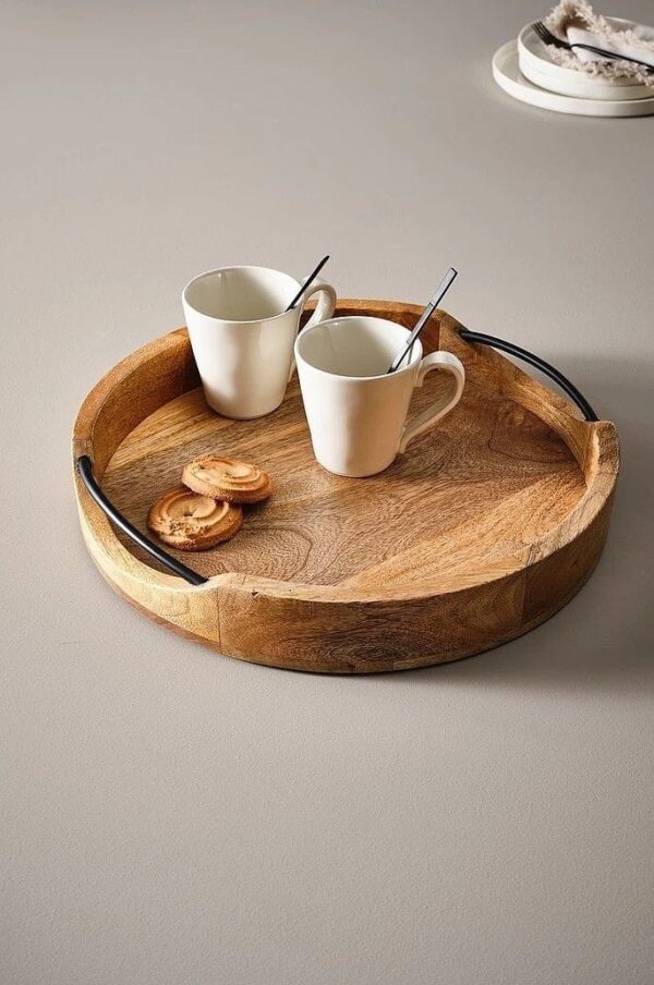 Wood Unfinished Circular Tray for DIY Crafts